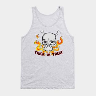 Trick or Treat Cartoon Horror Fiery Skull Tank Top